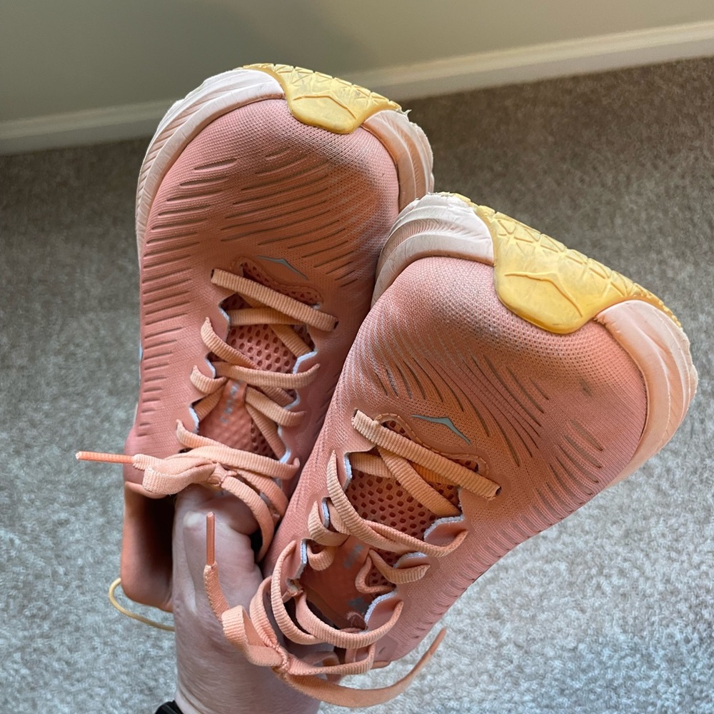 Hoka Peach/Yellow Women’s Athletic Running Shoes - Picture 10 of 14